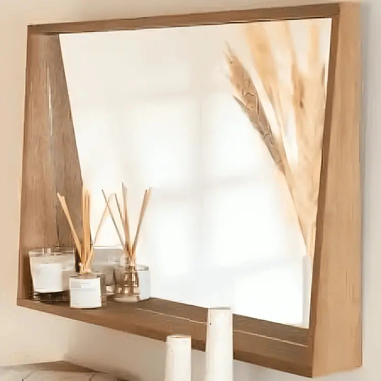 مرآة حمام - MW - لون خشبي - 70x12x45 سم