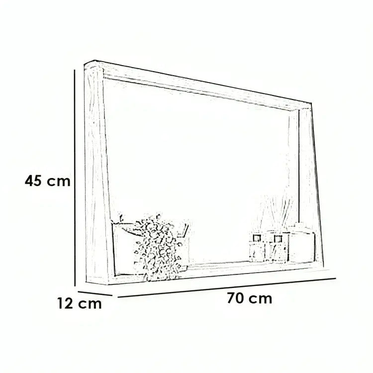 مرآة حمام - MW - لون خشبي - 70x12x45 سم