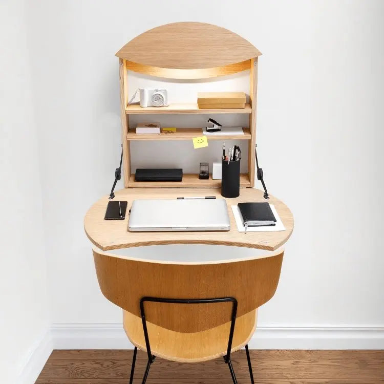 مكتب حائطي - لون خشبي - 70x18x70 سم