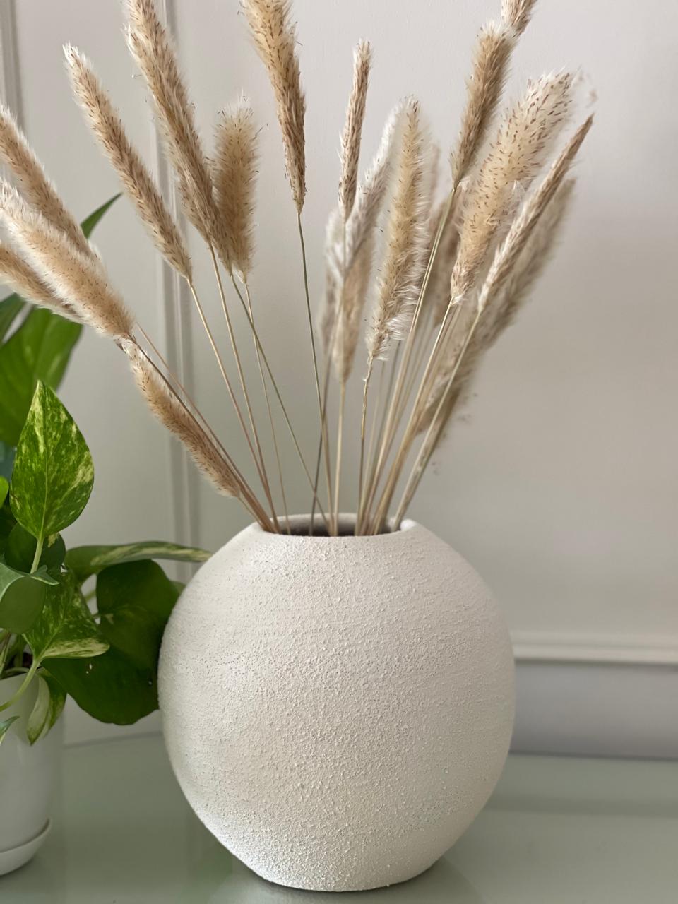 Pottery Vase-Pirde - Off White- 10x22 cm