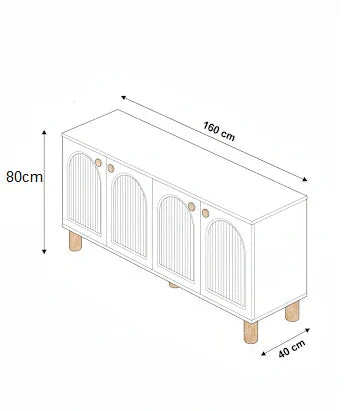 Buffet - MDF Wood - White - 160x40x80 cm