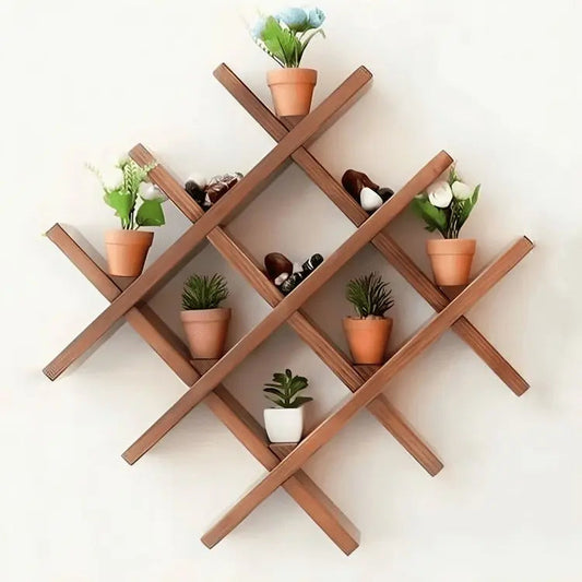 Wall mounted shelf unit- NW - Brown-80X12X80 cm