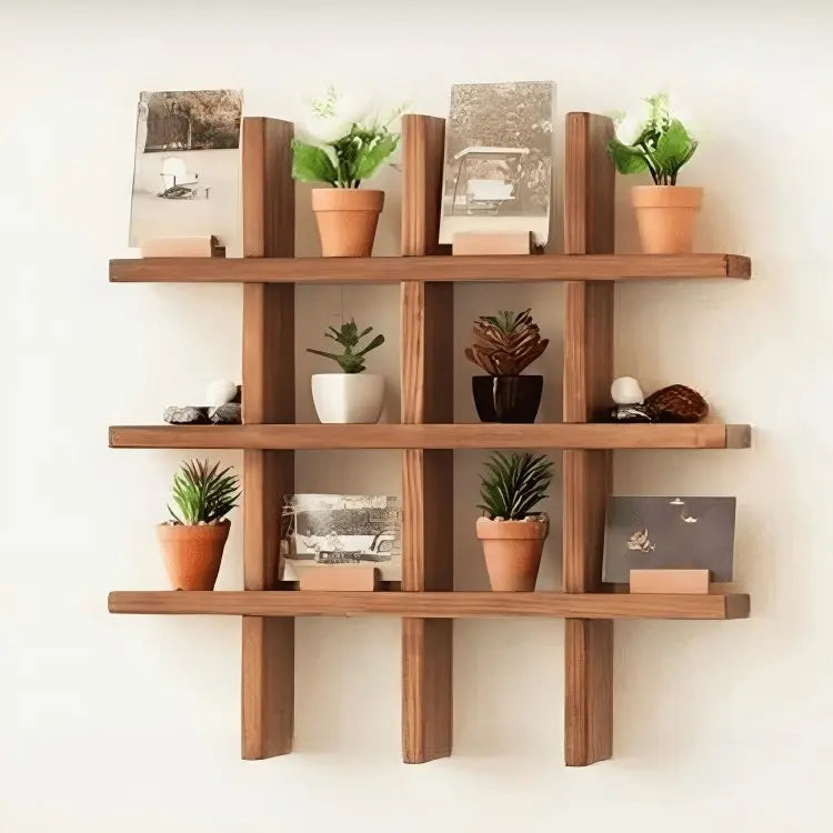 وحدة رفوف مثبتة على الحائط -بني  - 80 × 12 × 80 سم