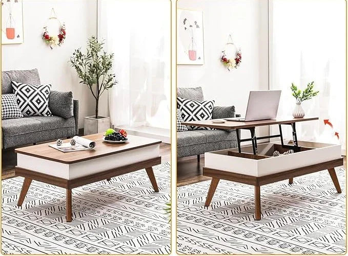 Coffee table - MDF wood - Brown & White - 100x50x40 cm - Cataloug