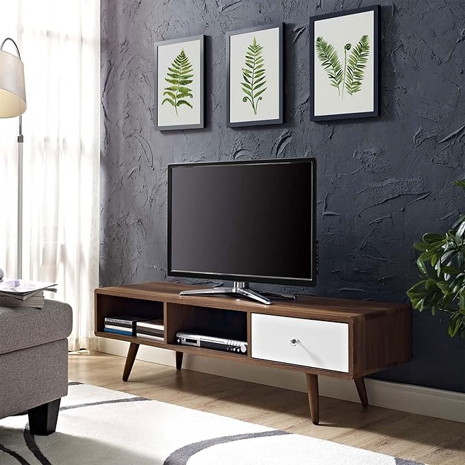 Tv unit - MDF and Beech legs - Brown - 140x40x40 cm