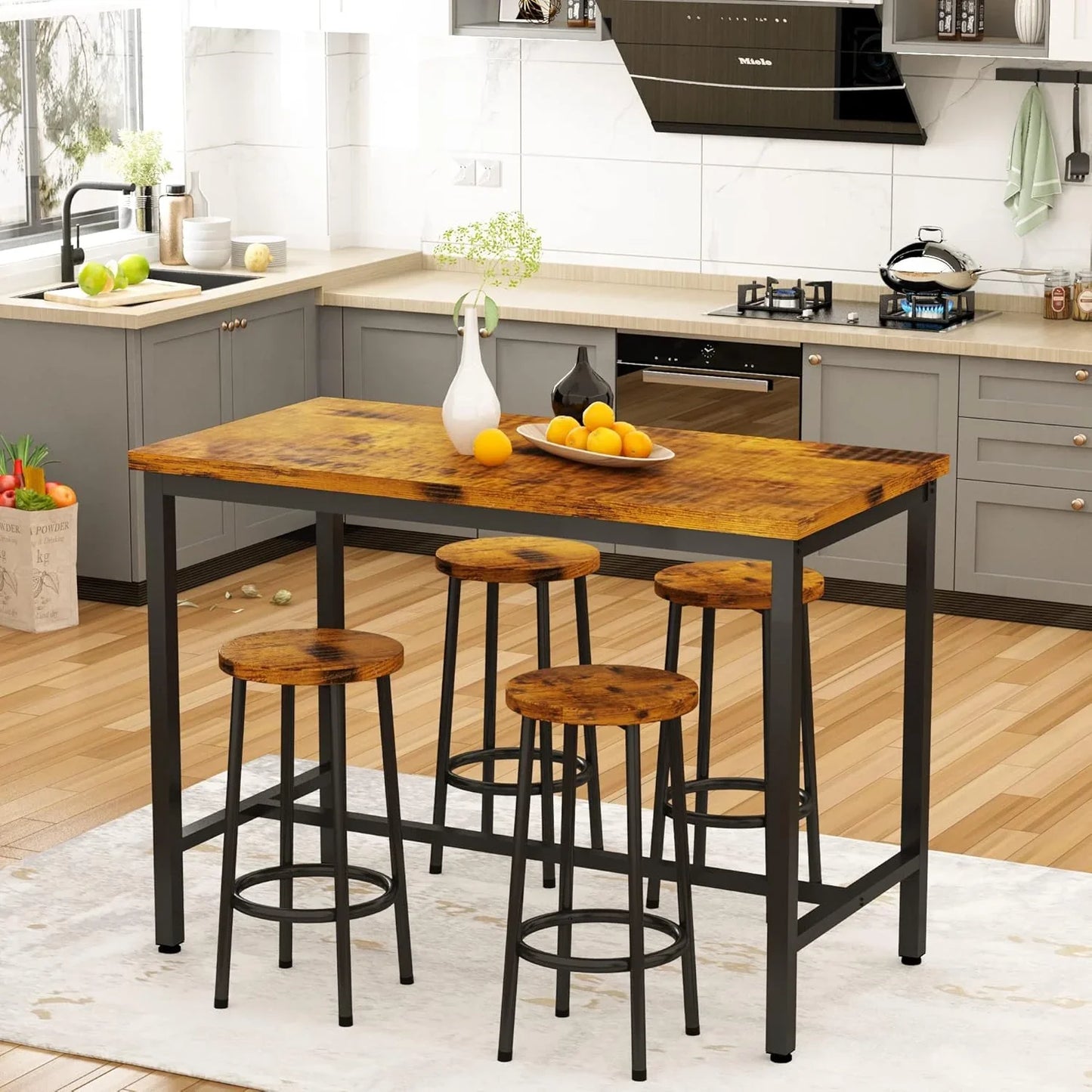 Dining Table - Steel - Musky wood - Browm - 120x60x90 CM