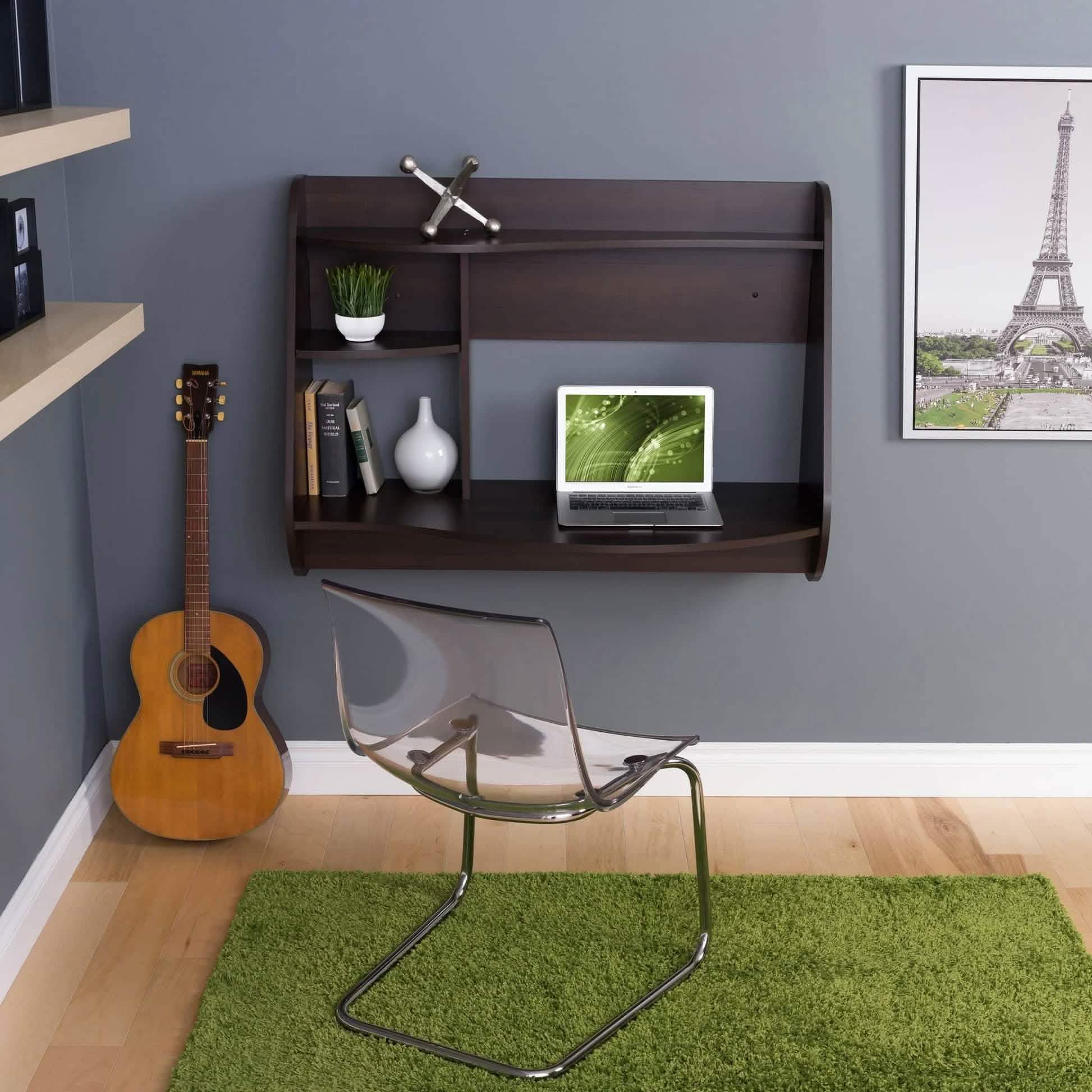 مكتب مثبت على الحائط - PW - بني غامق - 85x20x60 سم