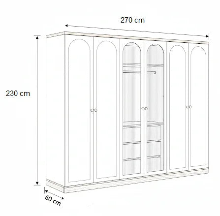 Wardrobe - MDF Wood - White - 270x60x230 cm