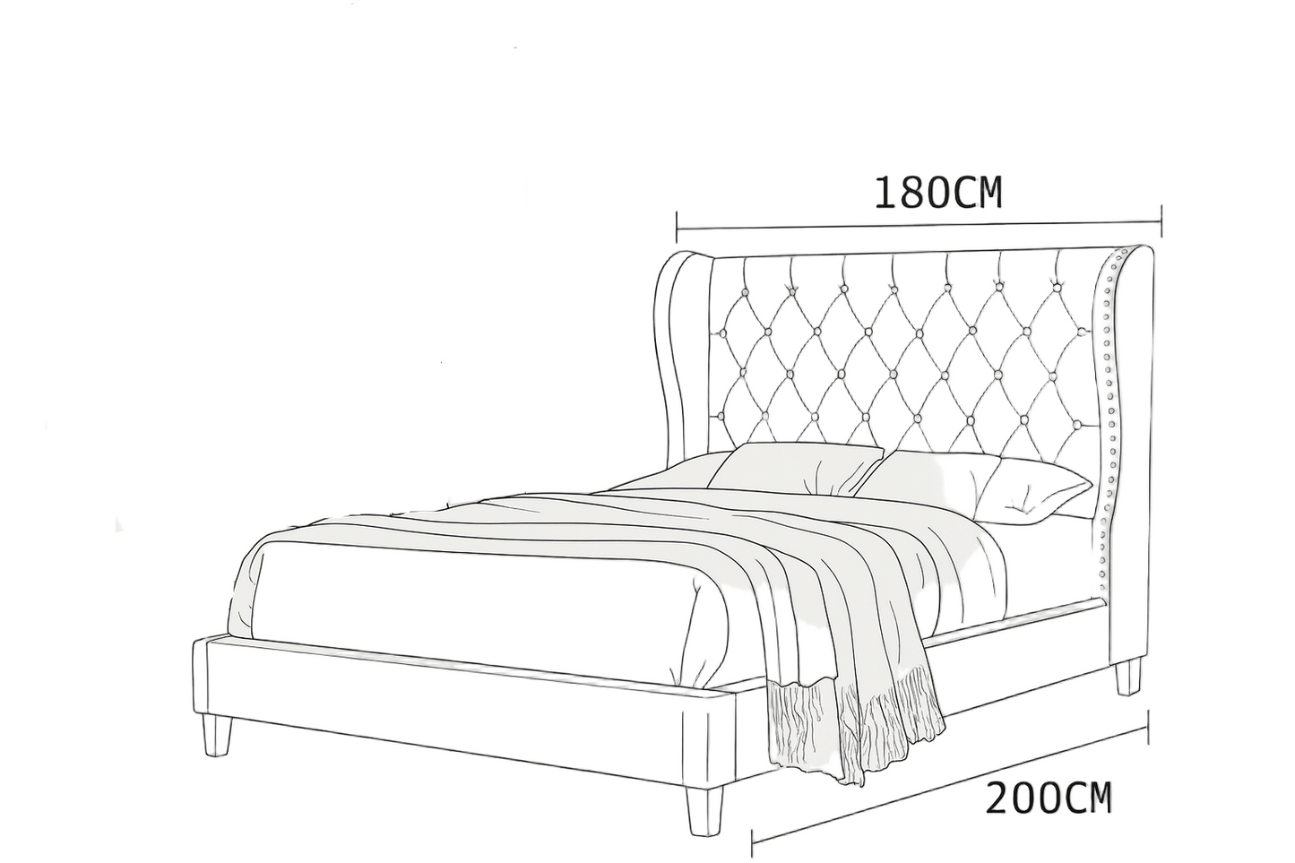 Bed Beech Wood Velvet Beige 180×200