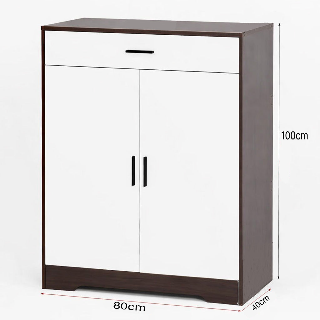 بوفيه - خشب ام دي اف - أبيض وبني - 100×40×80 سم