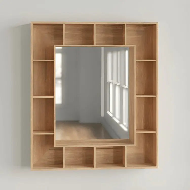 Mirror with units storage -NW-Brown -90x15x90 cm