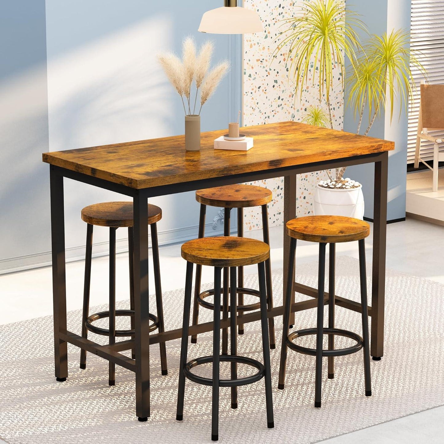 Dining Table - Steel - Musky wood - Browm - 120x60x90 CM