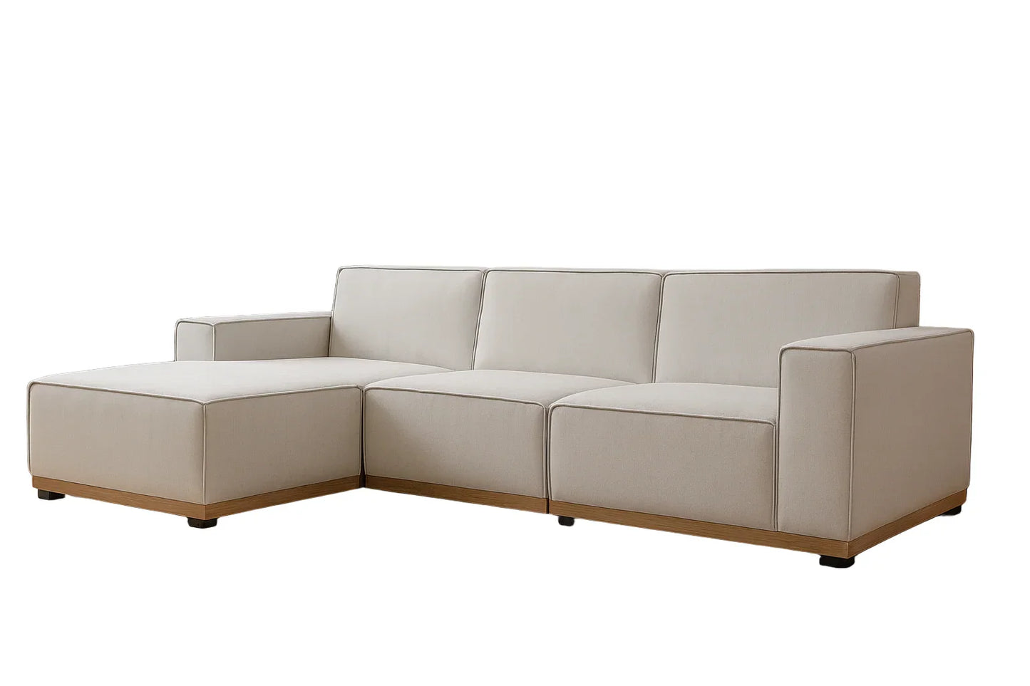 Sofa Beech Wood Linen White 350??180??75 cm - Cataloug