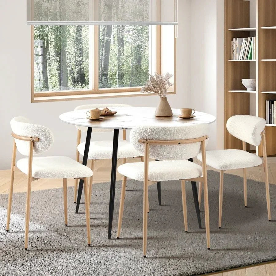 طاولة طعام - 4 كراسى - خشب MDF - دائريه- 75x90 سم