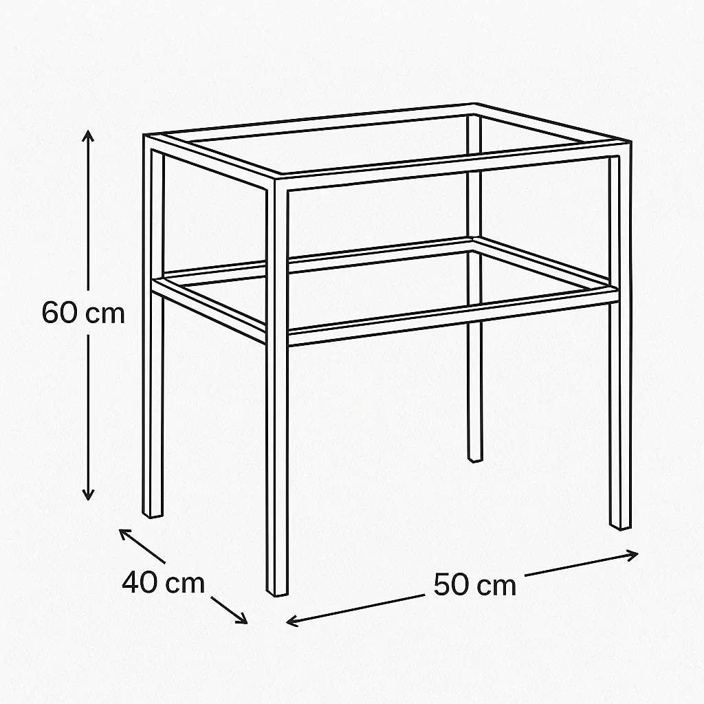 Commode - Steel - Glass - Black - 50x40x60 cm - Cataloug