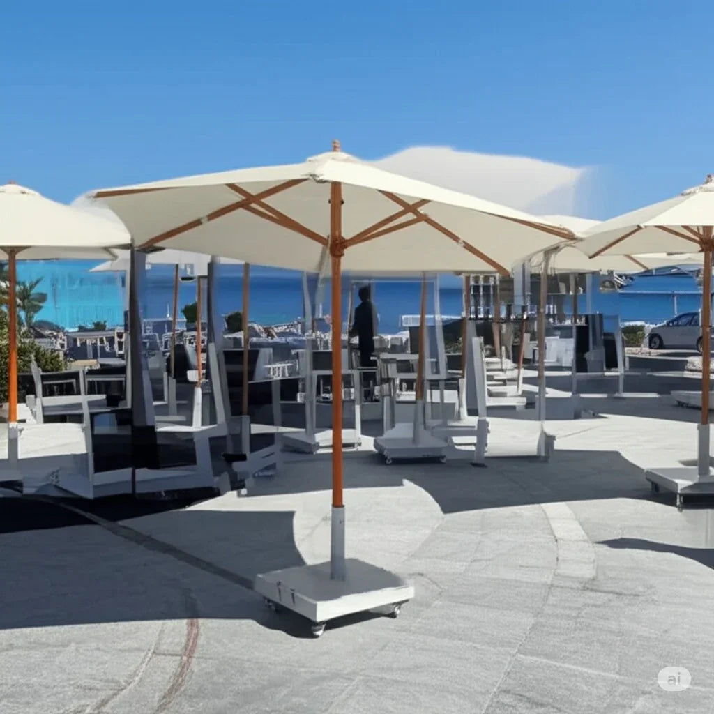 Umbrella - Beech Wood - foldable - Beige - 300×300×220 cm - Cataloug