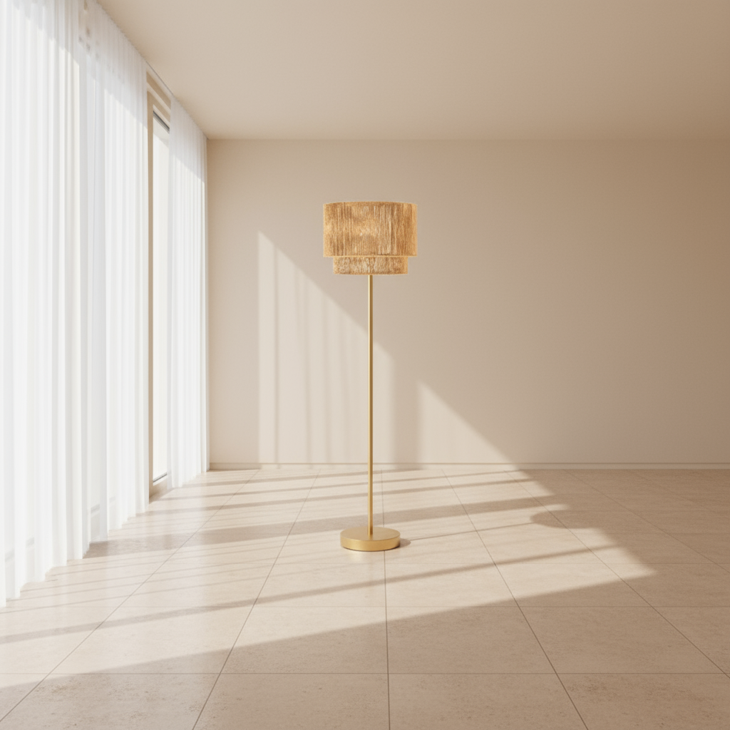 أباجوره - ستيل وخيش - ذهبي وبيج - 150 × 40 سم