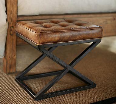 Bar Stool - Steel - Leather - Black - 50x50x40 cm - Cataloug