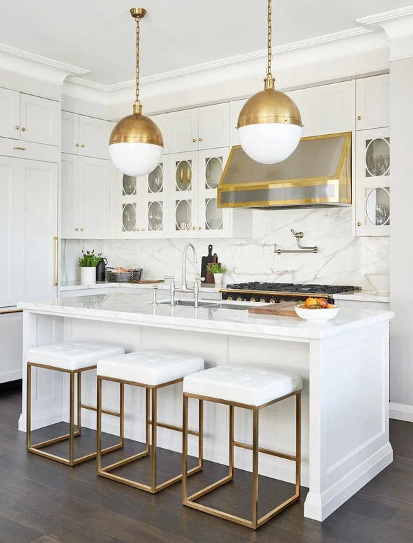 Bar Stool - Steel - Leather - Gold - 70x45x45 cm - Cataloug