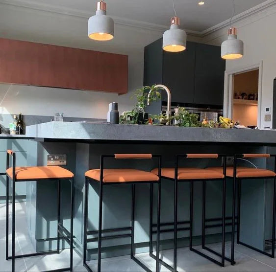 Bar Stool - Steel - Leather - Black - 90x40x40 cm - Cataloug