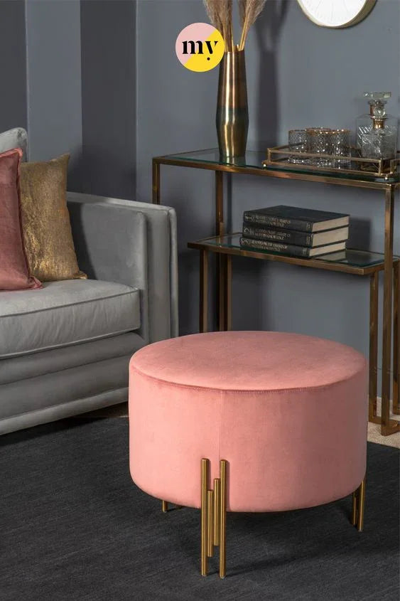 Bar Stool - Steel - Velvet Fabric - Gold - 50x50x50 cm - Cataloug