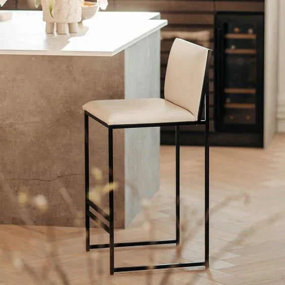Bar Stool - Steel - Leather - Black - 110x45x50 cm - Cataloug