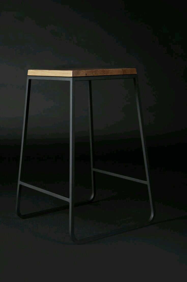 Bar Stool Steel Wood Black