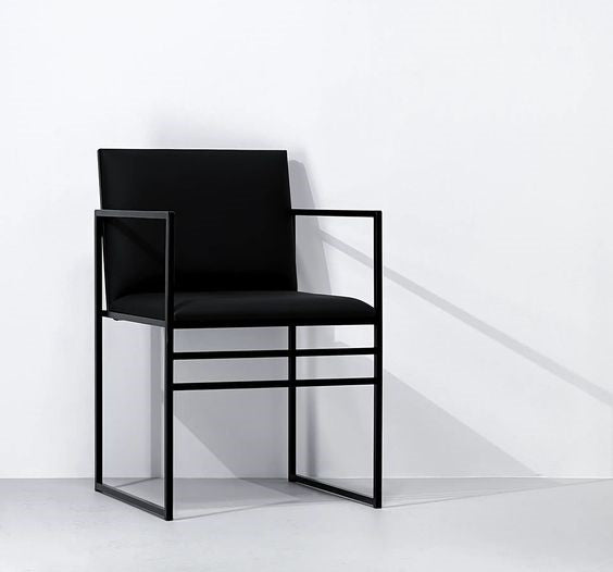 Bar Stool Steel Leather Black