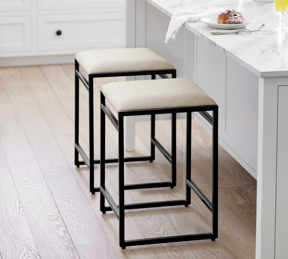 Bar Stool Steel Fabric Black