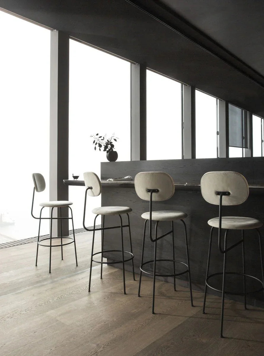 Bar Stool - Steel - Velvet Fabric - Black - 110x45x45 cm - Cataloug