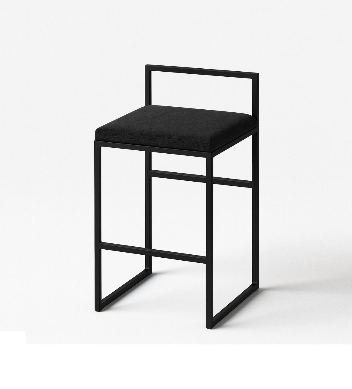 Bar Stool Steel Leather Black