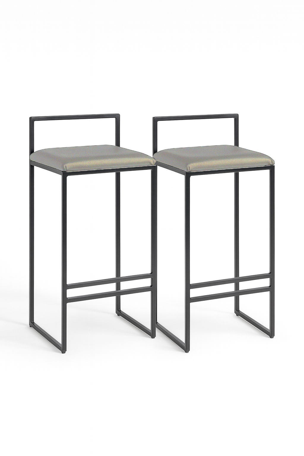 Bar Stool Steel Leather Black