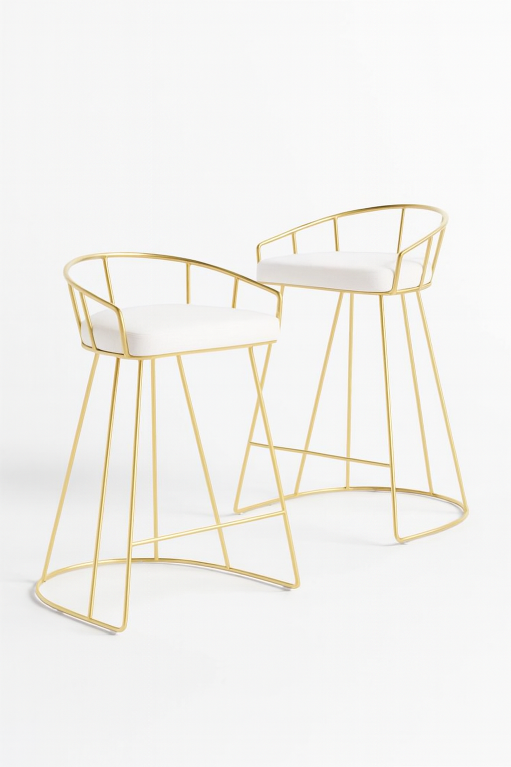 Bar Stool Steel Leather White
