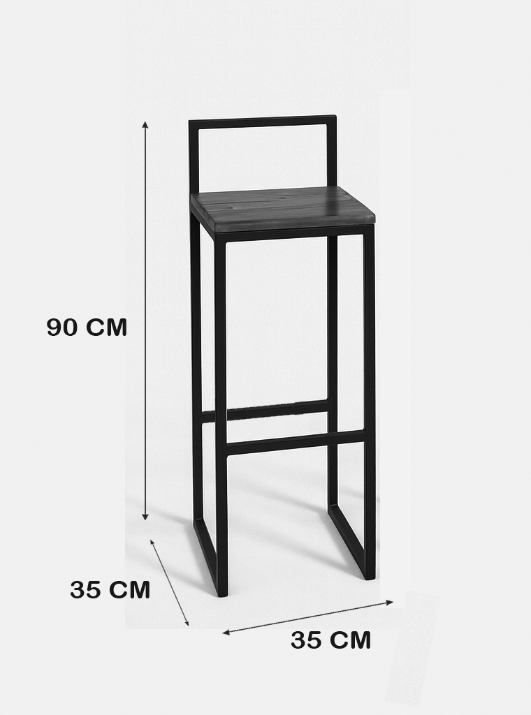 Bar Stool Steel Wood Black