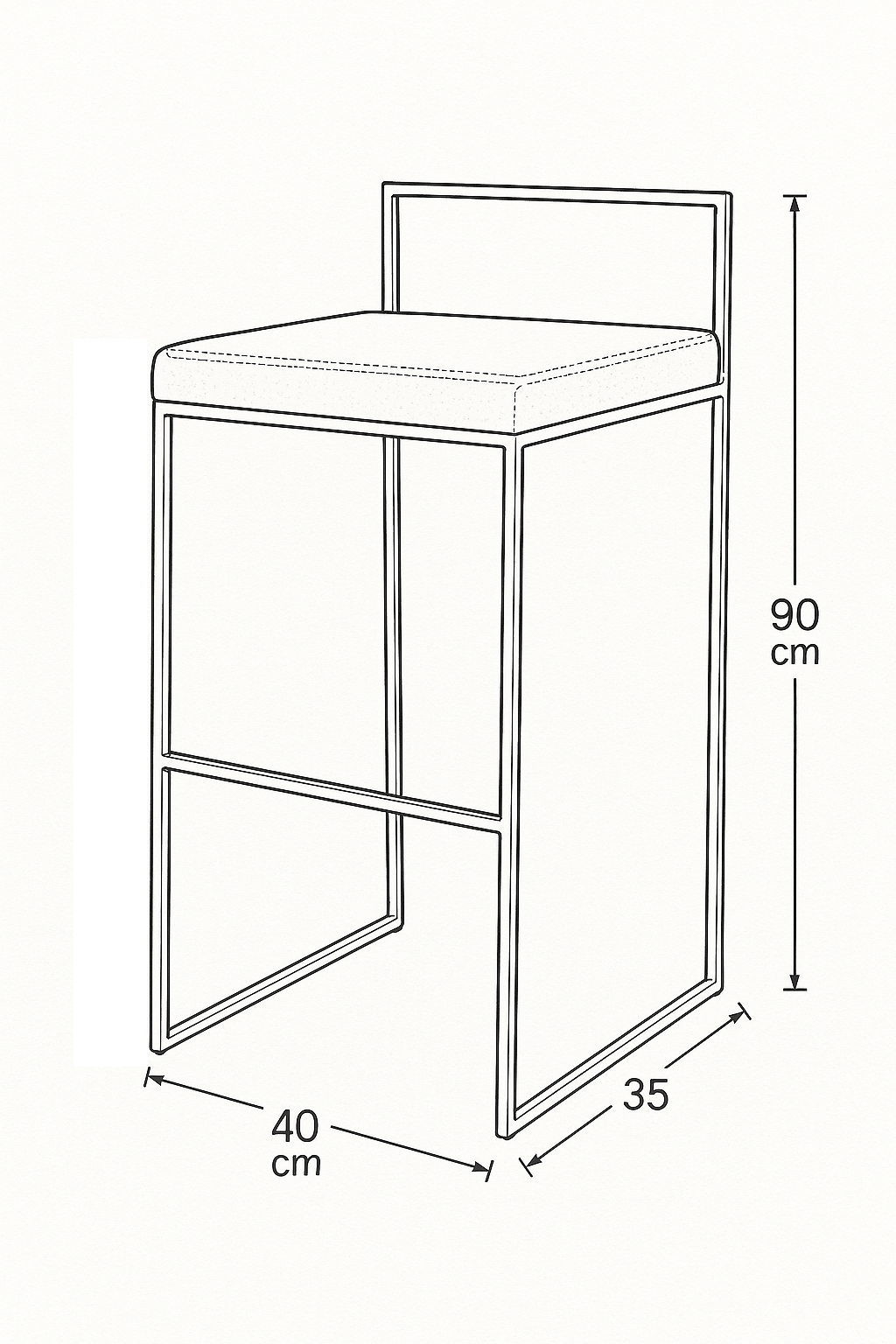 Bar Stool Steel Leather Black