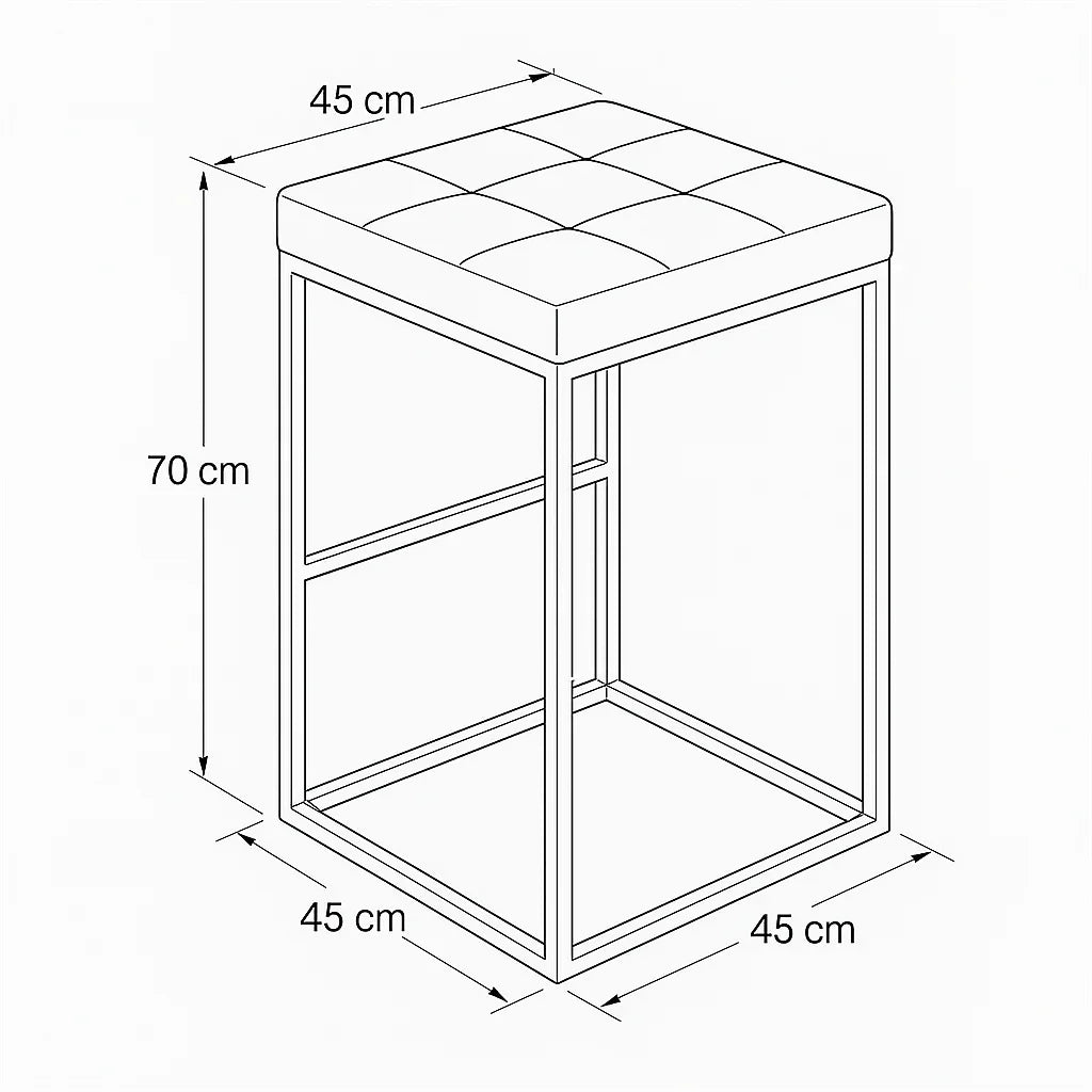 Bar Stool - Steel - Leather - Gold - 45x70x45 cm - Cataloug