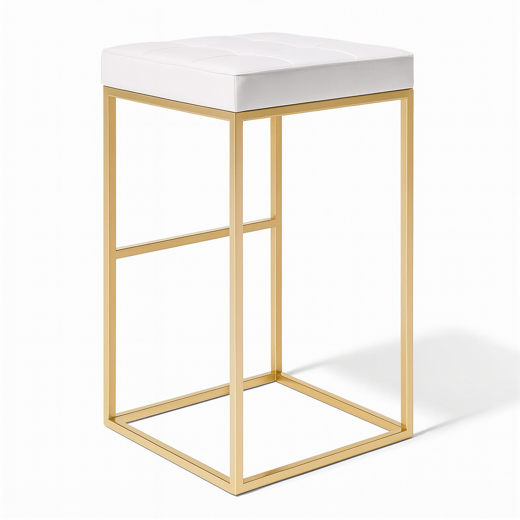 Bar Stool Steel Leather Gold