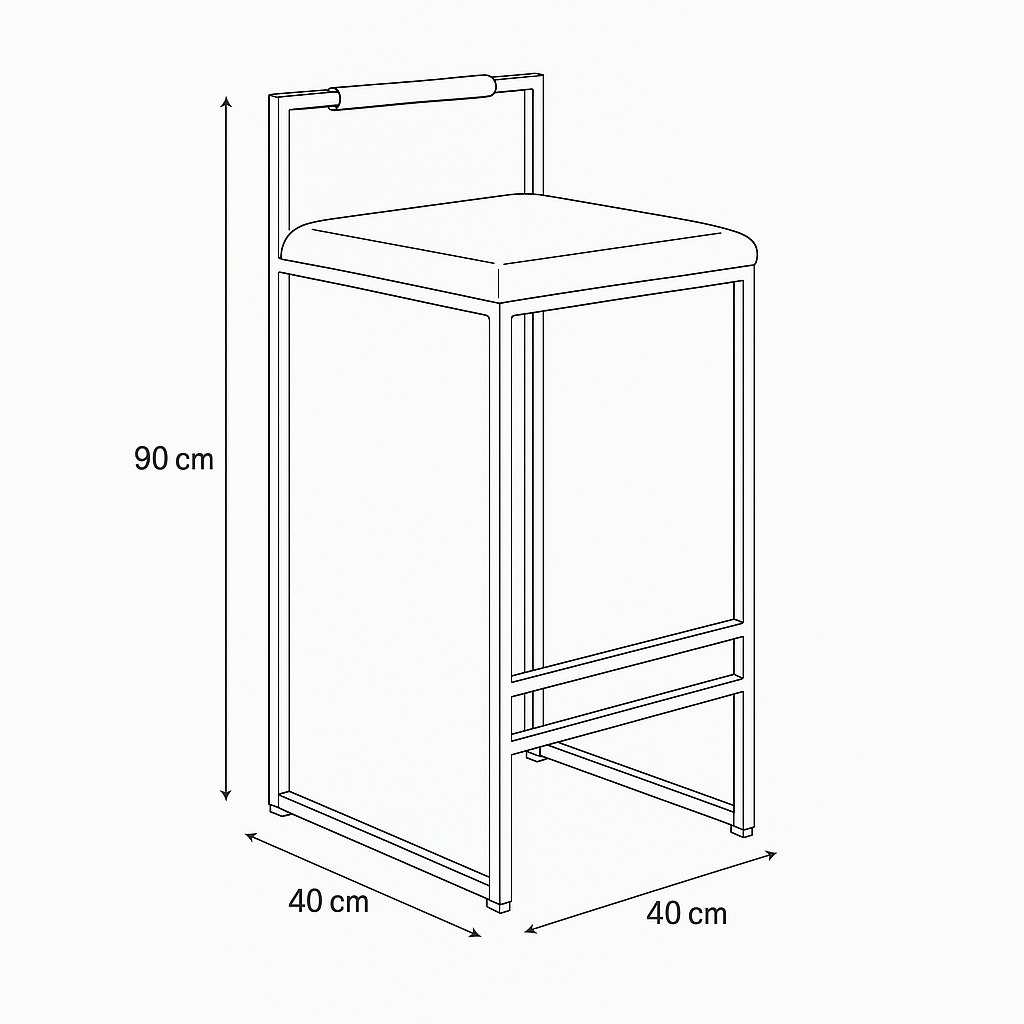 Bar Stool Steel Leather Black