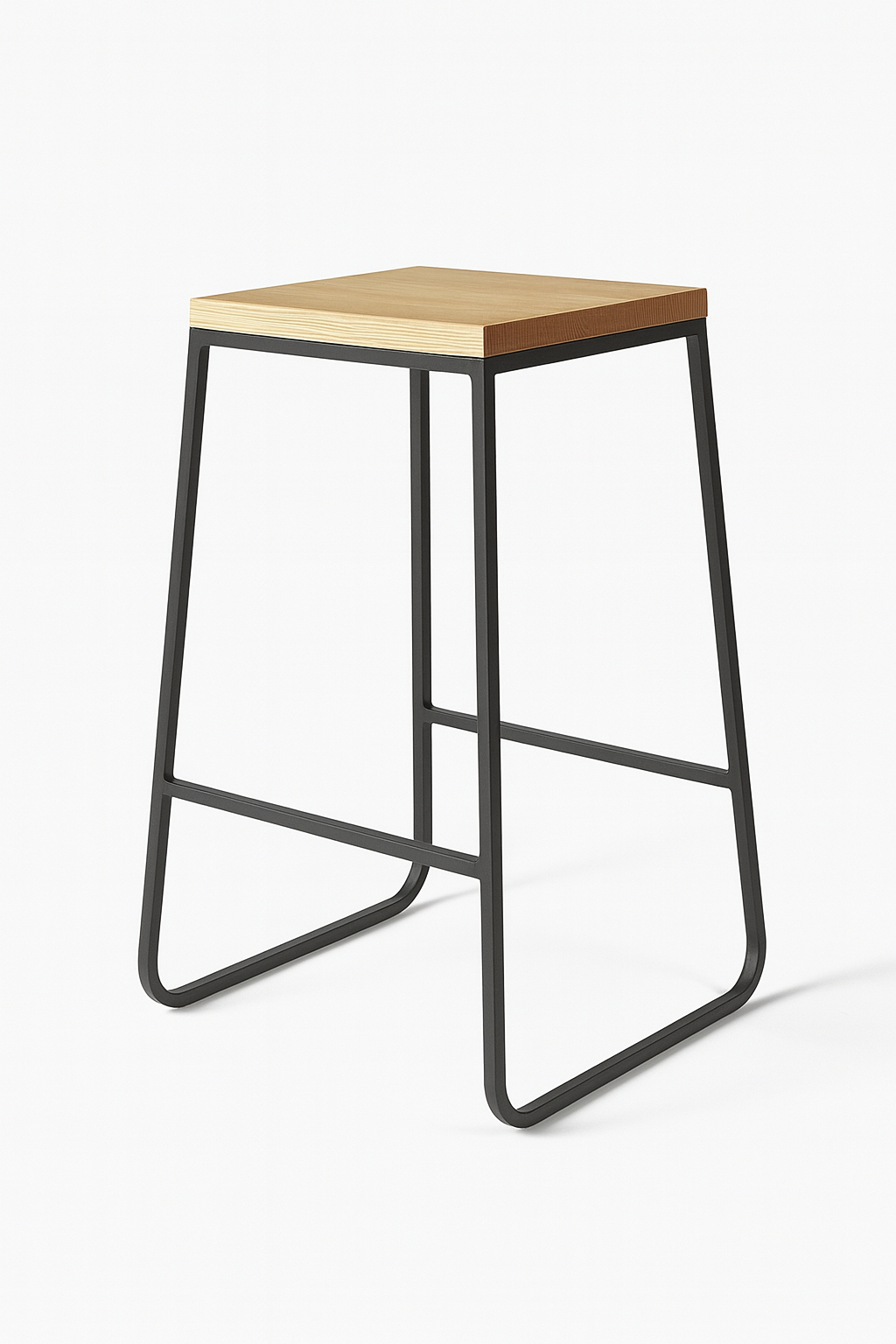 Bar Stool Steel Wood Black