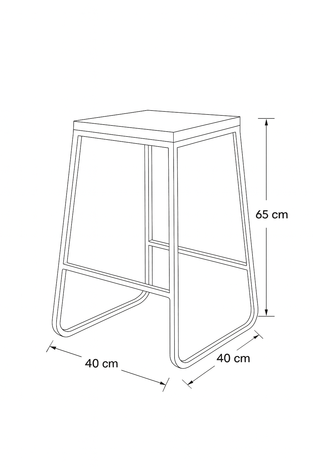 Bar Stool Steel Wood Black