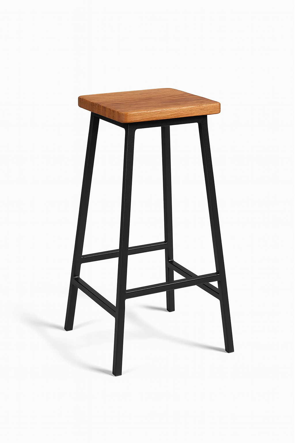 Bar Stool Steel Wood Black
