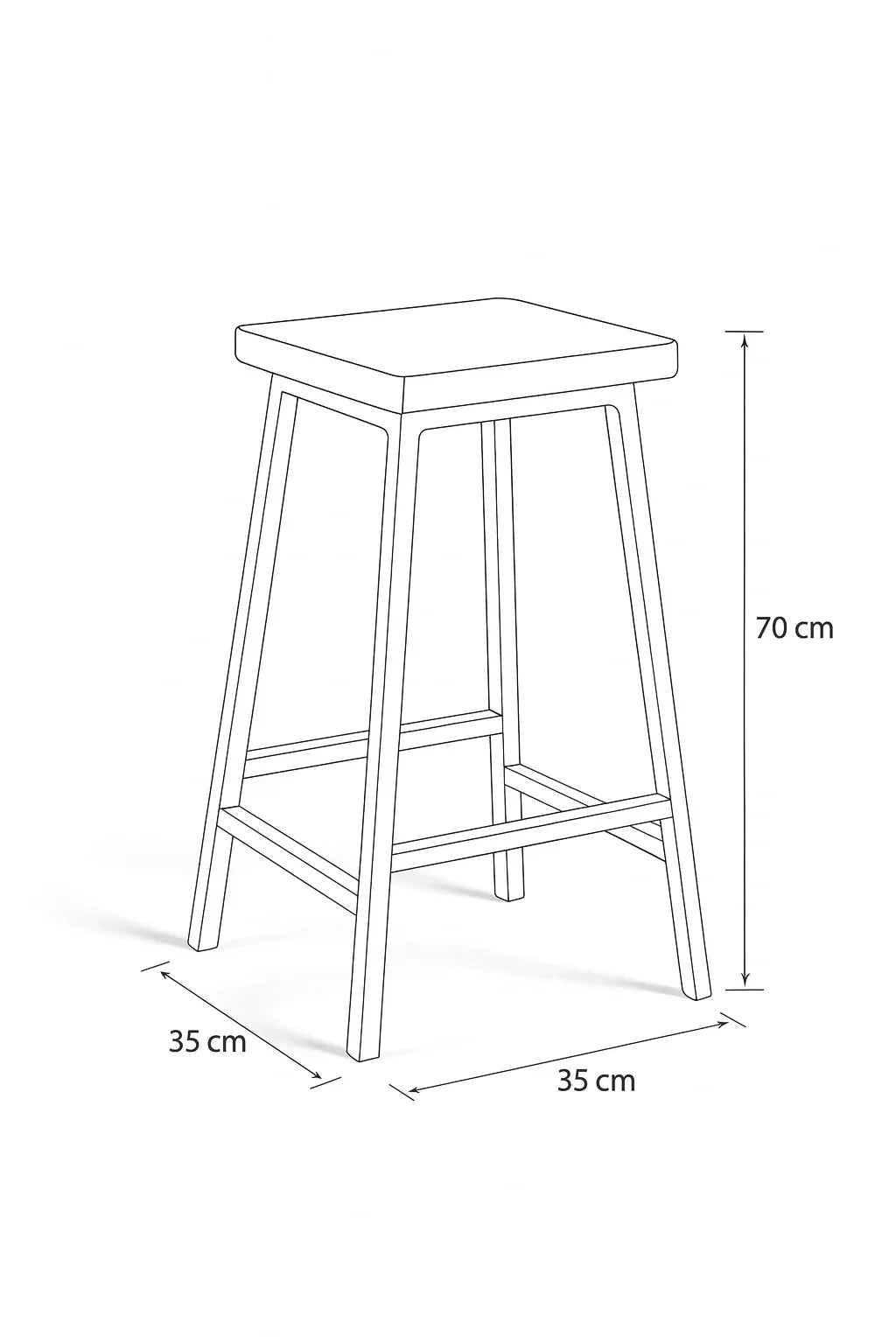 Bar Stool - Steel - MDF - Black - 70x35x35 cm - Cataloug