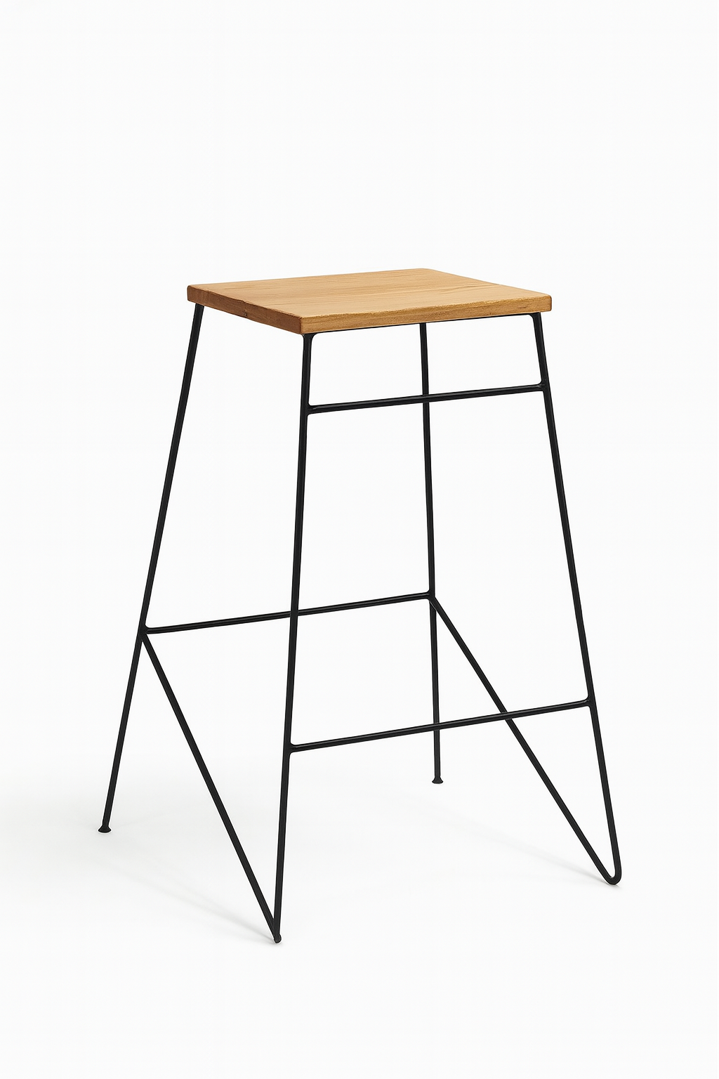 Bar Stool Steel Wood Black
