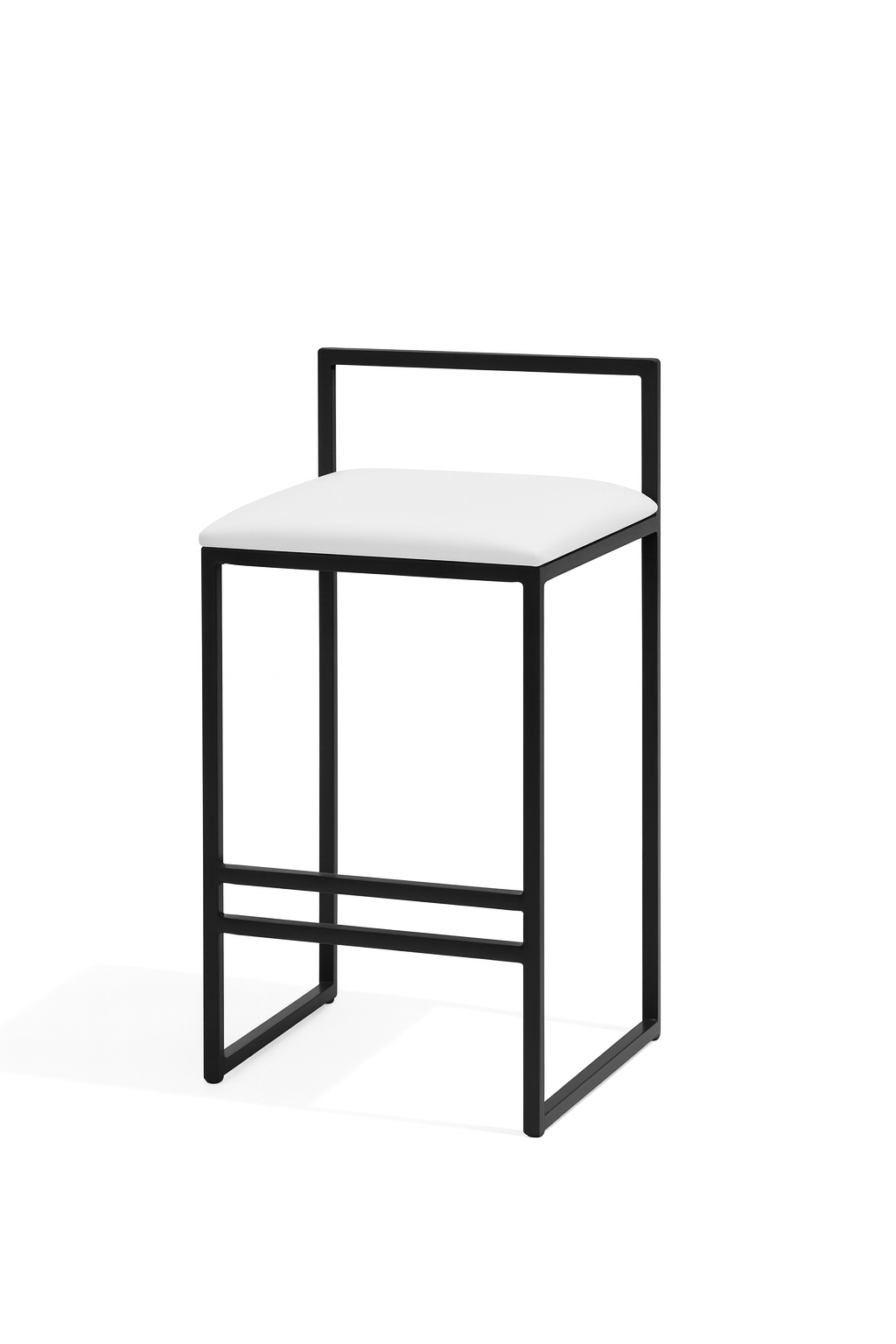 Bar Stool Steel Leather Black