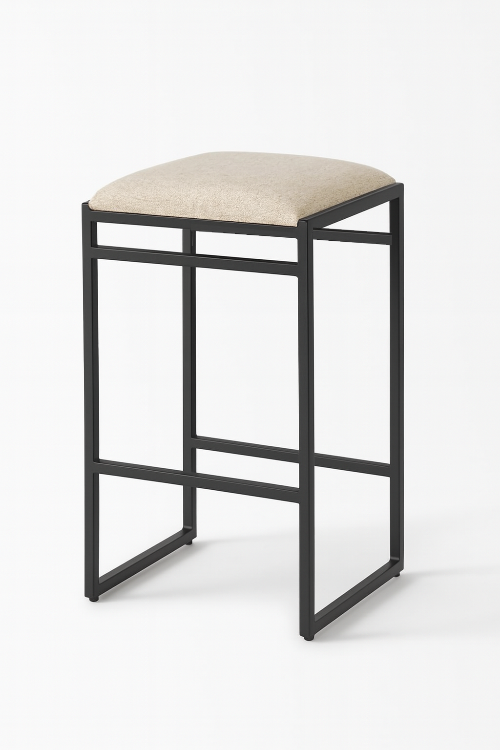 Bar Stool Steel Fabric Black