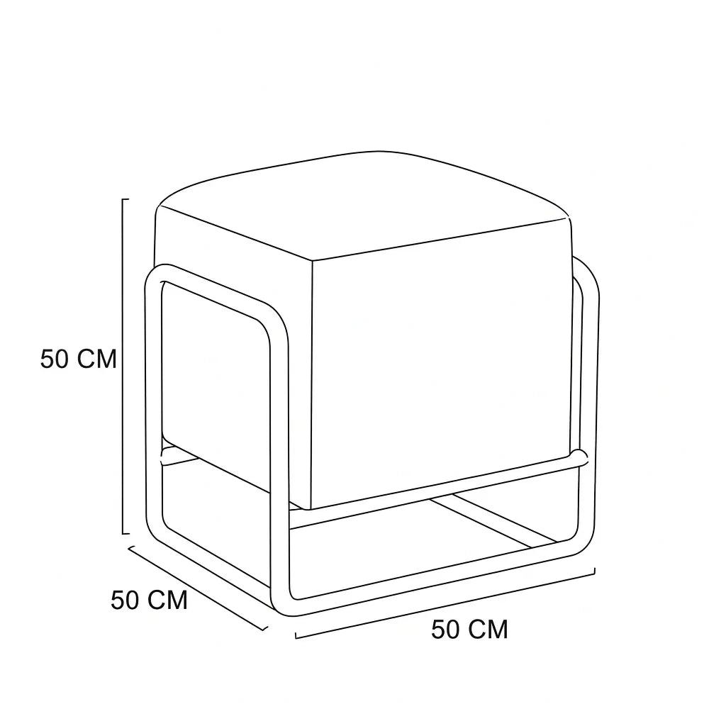 Pouf - Steel - Leather Fabric -Multi color - 50x50x50 cm - Cataloug