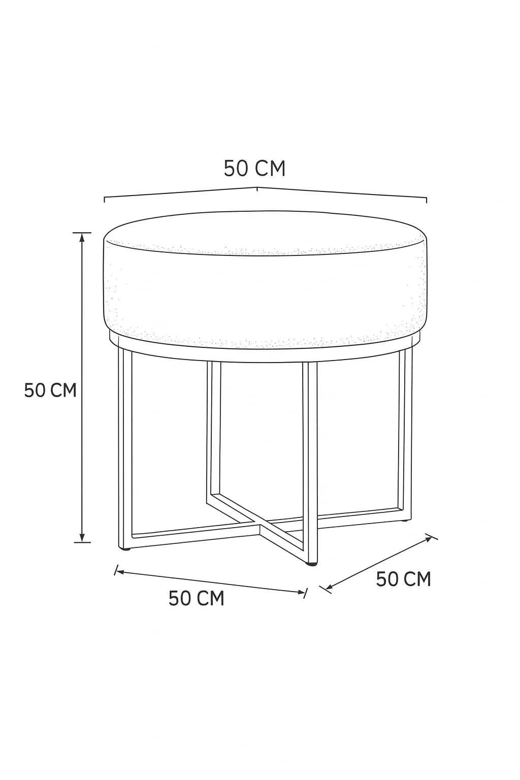 Bar Stool - Steel - Linen Fabric - Gold - 50x50x50 cm - Cataloug