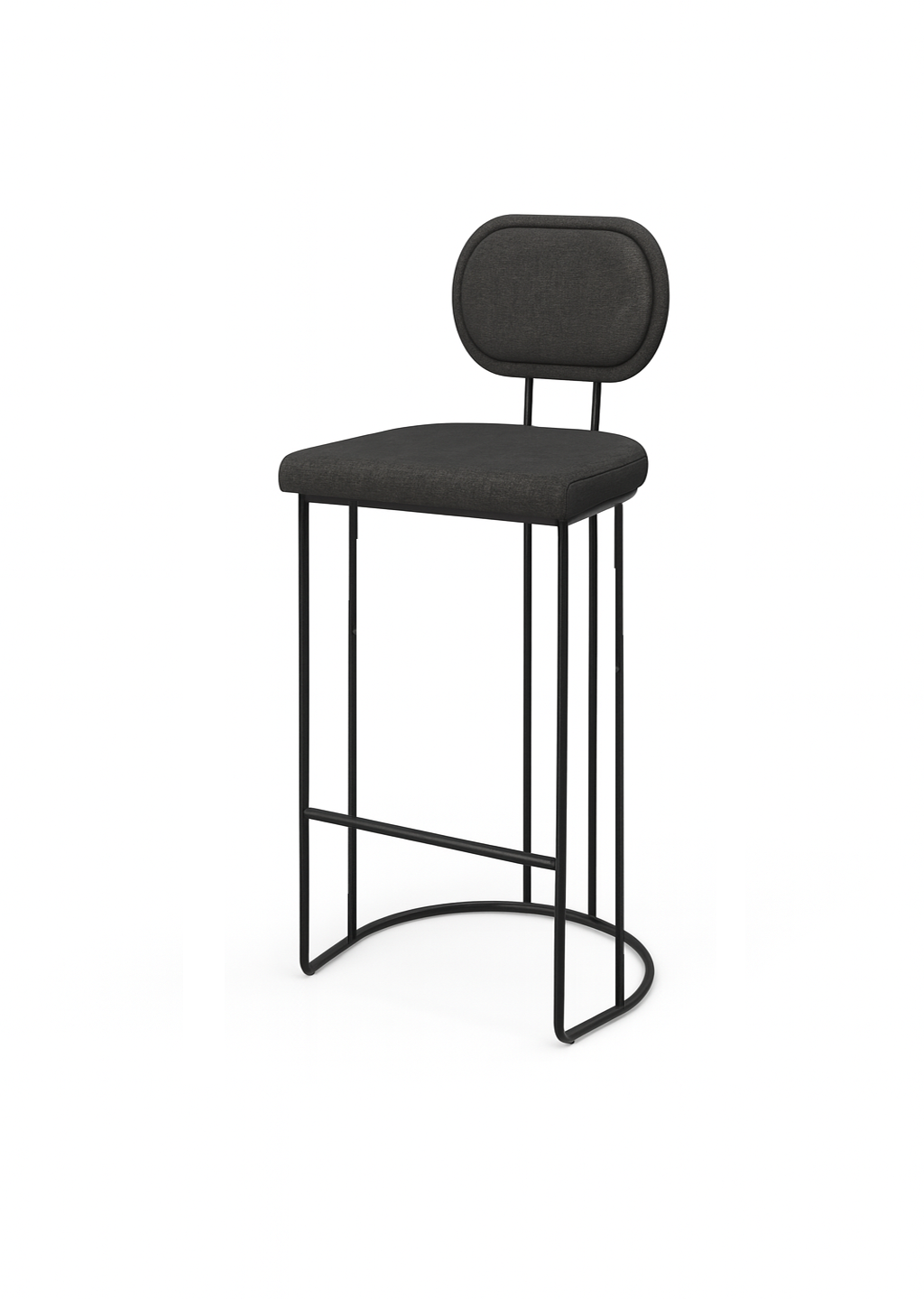 Bar Stool Steel Fabric Black