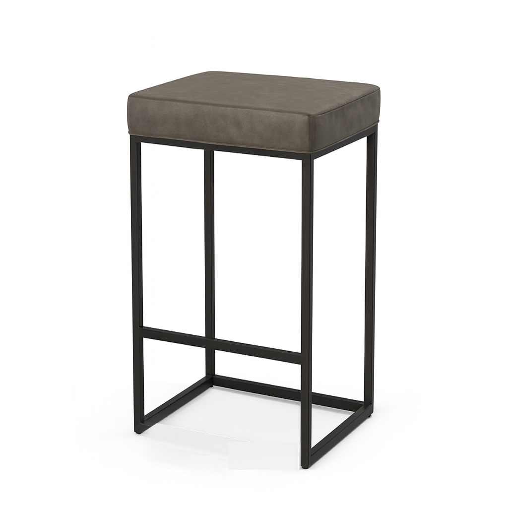 Bar Stool Steel Wood Black