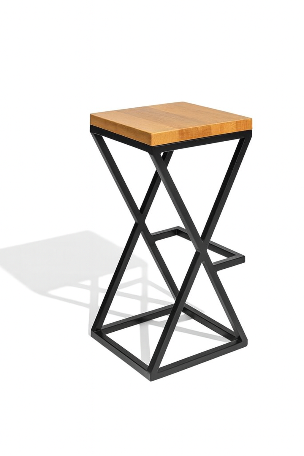 Bar Stool Steel Wood Black